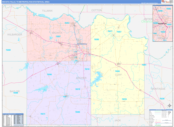 Wichita Falls Metro Area Wall Map